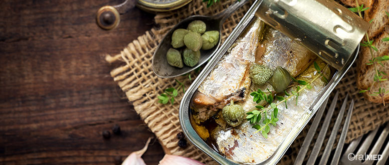 Alimentação e Saúde Oral: as sardinhas enlatadas são uma importante fonte de cálcio e vitamina D.